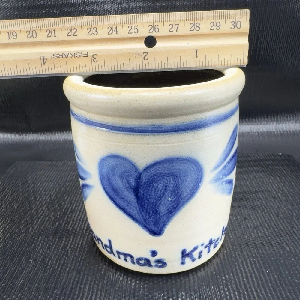 Shadow Lawn Pottery Stoneware Salt Glaze Vase Utensil Holder Grandmas Kitchen‎